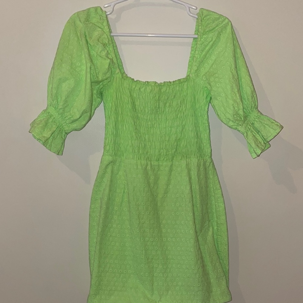 ASOS Lime Green Puff Sleeve Dress